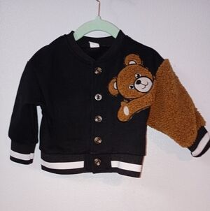 Black and Brown Kids Jacket with Bear Design